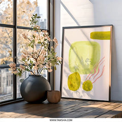 Abstract Wall Art Print, Modern Art Painting, Yellow and Pink Art, Home Decor, Minimalist Wall Art, Geometric Shapes Artwork - Tawshia