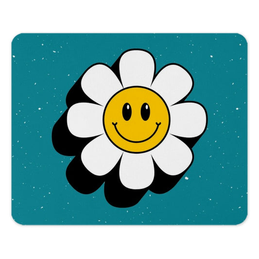 Daisy Smiley Face Mouse Pad, Retro Flower Power Desk Decor, Cute Computer Accessory, Trendy Work From Home Gift, Office Supplies - Tawshia