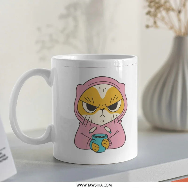 Adorable Cat in Pink Hoodie Design Mug product
