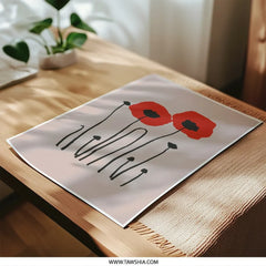 Red Poppy Photographic Print, Flower Wall Art, Minimalist Floral Decor, Modern Home Art, Botanical Print, Trendy Wall Decor - Tawshia