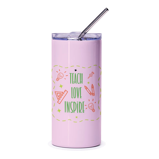 Teach Love Inspire Tumbler, Teacher Appreciation Gift, Education Tumbler, School Tumbler, Gift for Educator, Back to School Gift - Tawshia