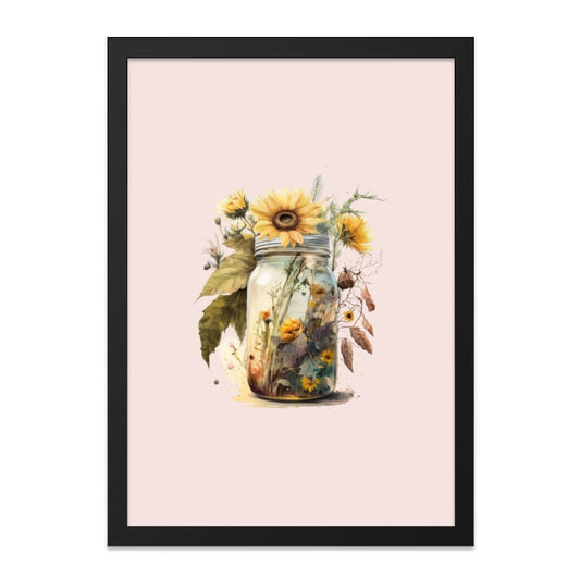 Sunflower Jar Wall Art, Floral Print, Watercolor Painting, Mason Jar Decor, Botanical Wall Decor, Nature Inspired Art - Tawshia
