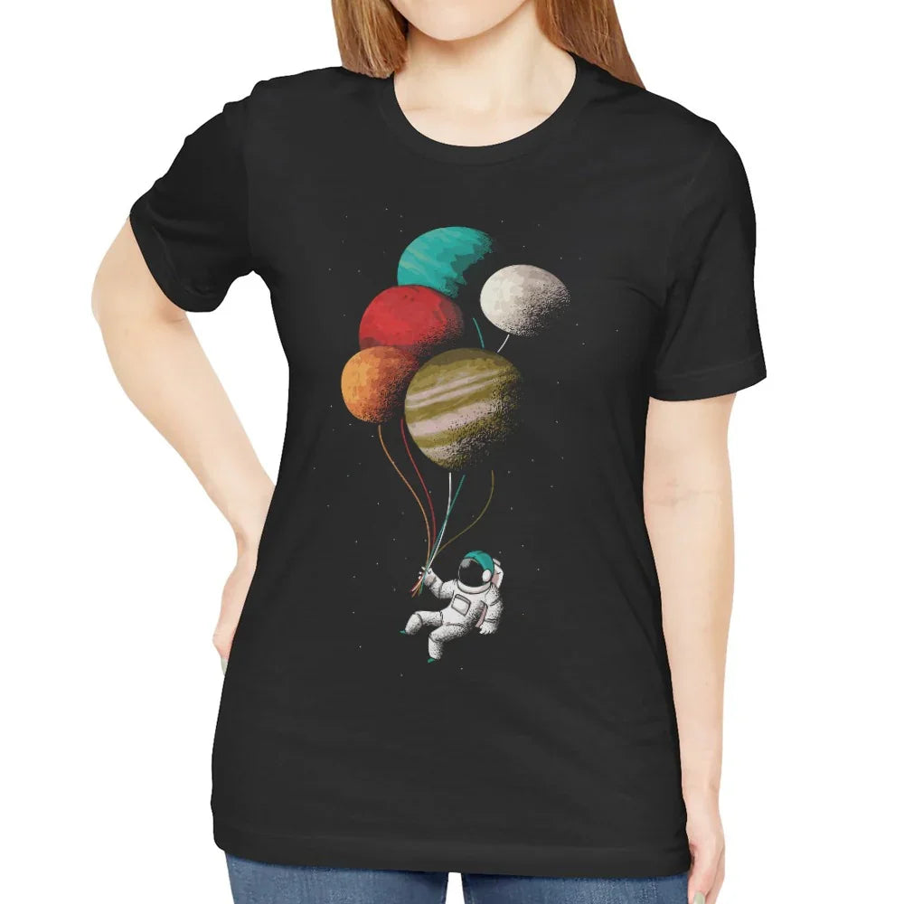 Astronaut Holding Planets Balloon T-Shirt product type