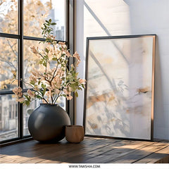 Abstract Painting Wall Art, Beige Neutral Art Print, Textured Wall Decor, Minimalist Art, Modern Home Decor - Tawshia