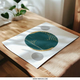 Abstract Art Photographic Print, Teal and Gold Wall Art, Modern Home Decor, Circle Art Print, Contemporary Design Print - Tawshia