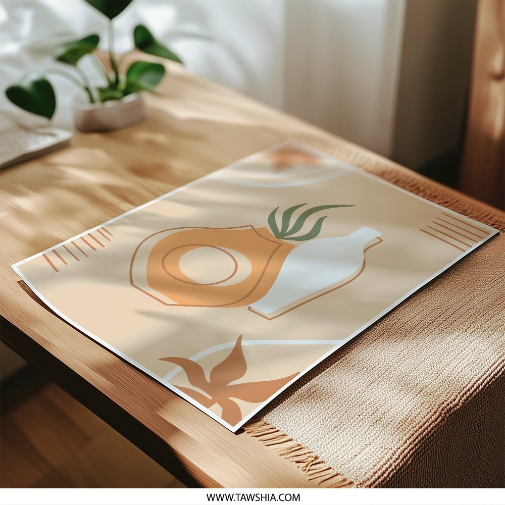 Boho Vase Photographic Print, Abstract Art Print, Neutral Home Decor, Botanical Wall Art, Minimalist Art, Modern Art Print - Tawshia