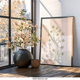 Abstract Botanical Wall Art, Modern Minimalist Print, Olive Branch Decor, Neutral Tone Art, Home Decor Wall Art - Tawshia