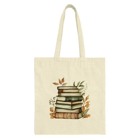 Stacked Books Tote Bag, Watercolor Book Lover Bag, Librarian Gift, Autumn Leaves Tote, Back to School Bag, Teacher Gift, Bookish Gifts - Tawshia