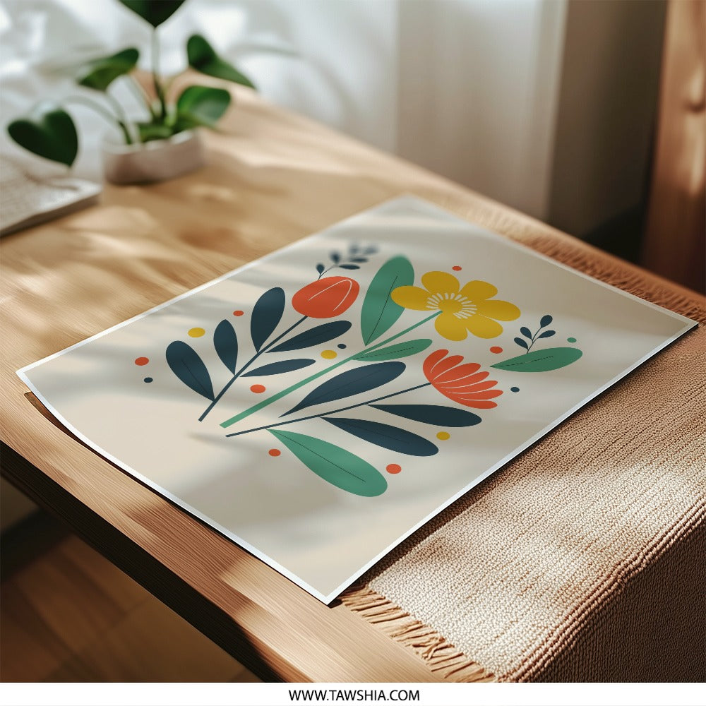 Floral Photographic Print, Retro Flower Art, Botanical Illustration, Home Decor, Flower Print, Plant Art, Wall Art, Retro Style - Tawshia
