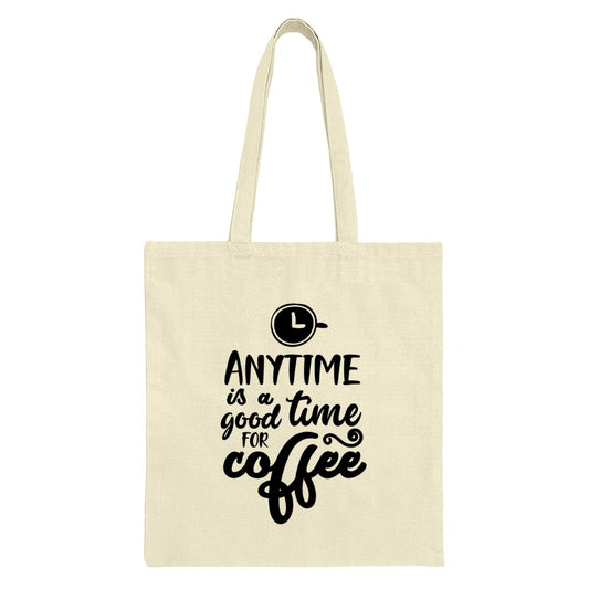 Coffee Lover Tote Bag, Anytime is Coffee Time, Gift For Coffee Addict, Trendy Shopping Bag, Everyday Tote, Novelty Bags, Book Bag - Tawshia
