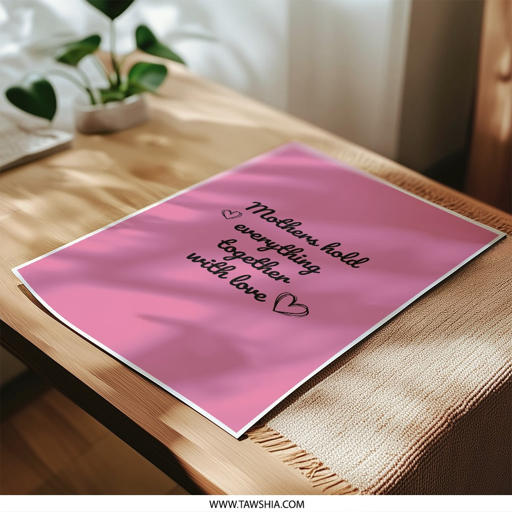 Mothers Hold Everything Together, Photographic Prints, Love Heart Decor, Mother's Day Gift, Pink Wall Art, Home Decor, Nursery Art - Tawshia