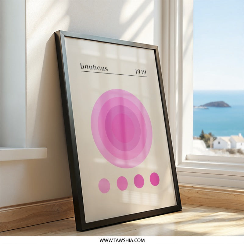 Bauhaus 1919 Wall Art, Minimalist Pink Print, Mid Century Modern Art, Abstract Geometric Poster, Home Decor - Tawshia