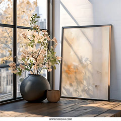 Abstract Wall Art Print, Neutral Tones Painting, Modern Art Decor, Beige and Orange Abstract, Contemporary Artwork, Framed Wall Art - Tawshia