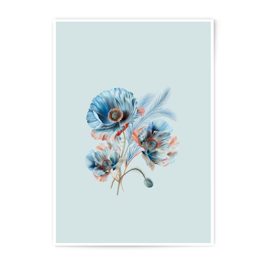 Blue Poppy Photographic Prints, Floral Wall Art, Flower Decor, Botanical Illustration, Home Decor, Colorful Wall Art, Art Prints - Tawshia