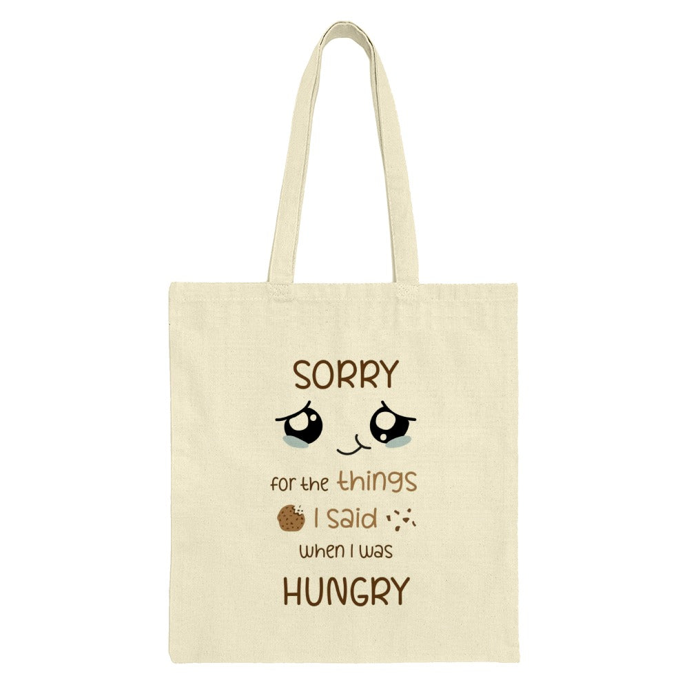 Sorry I Was Hungry Tote Bag, Kawaii Foodie Humor, Cute Grocery Bag, Novelty Gift, Snack Lover, Reusable Shopping Bag - Tawshia
