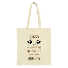 Sorry I Was Hungry Tote Bag, Kawaii Foodie Humor, Cute Grocery Bag, Novelty Gift, Snack Lover, Reusable Shopping Bag - Tawshia