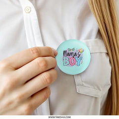 Mama's Boy Pinback, Cute Bow, Balloons Pin, Baby Shower Favor, New Mom Gift, Trendy Pinback Button, Unique Pinback, Stylish Pinback - Tawshia