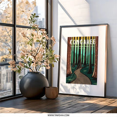 Congaree National Park Wall Art, Illustrated Nature Print, Forest Landscape Poster, Unique Travel Decor, Adventure Awaits, Home Decor - Tawshia