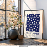 Bauhaus Exhibition Wall Art, Geometric Print, Mid Century Modern Art, 1923 Poster, Abstract Wall Decor, Blue and Beige Artwork - Tawshia