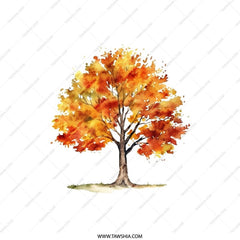 Autumn Tree Watercolor Pillow, Fall Decor Cushion, Nature Inspired Throw Pillow, Seasonal Accent Pillow, Unique Design Pillow - Tawshia