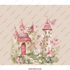 Fairy Tale Castle Backpack, Whimsical Fantasycore Bag, Pink and White Castle Design, Kids School Travel Backpack, Aesthetic Castlecore Bag - Tawshia