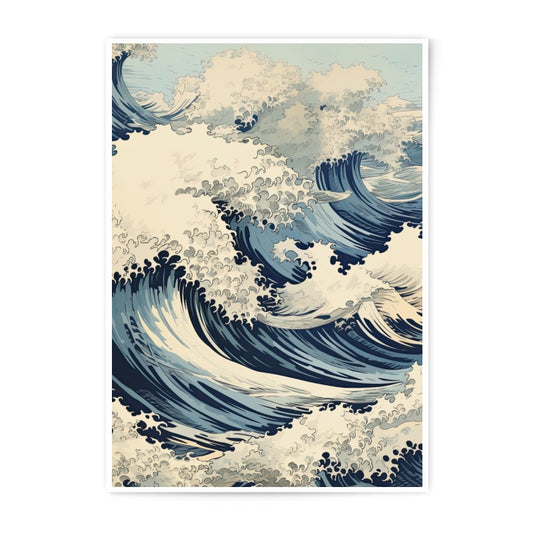 Great Wave Photographic Print, Japanese Art Print, Ocean Wave Art, Nautical Wall Art, Coastal Decor, Hokusai Inspired, Vintage Style - Tawshia