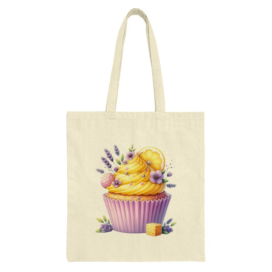 Lemon Cupcake Tote Bag, Floral Design, Pastry Art Tote, Stylish Shopping Bag, Everyday Carry Tote, Gift Idea for Bakers - Tawshia