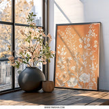 Floral Wall Art, Botanical Print, Orange and White Flowers, Modern Home Decor, Framed Wall Art - Tawshia