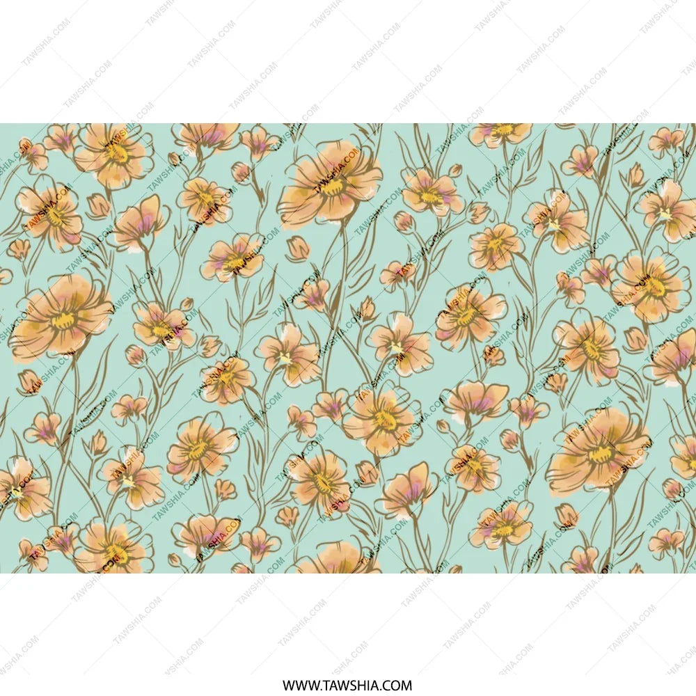 Elegant Yellow Floral Patterned Wallpaper product type