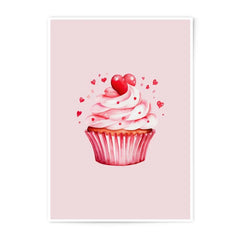 Valentine Cupcake Photographic Prints, Heart Cupcake Art, Dessert Wall Decor, Sweet Treat Prints, Pink Foodie Art, Kitchen Prints - Tawshia