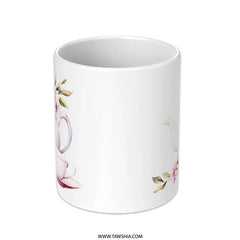 Floral Teapot Mug, Watercolor Tea Cup, Unique Flower Mug, Gift for Tea Lover, Elegant Drinkware, Botanical Mug Design - Tawshia