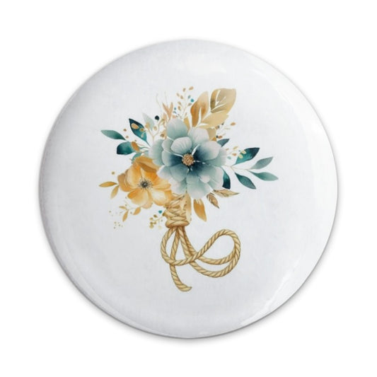Floral Bouquet Pinback Button, Watercolor Flower Button, Tied Rope Button, Decorative Pin Badge, Elegant Flower Design, Floral Art Button - Tawshia