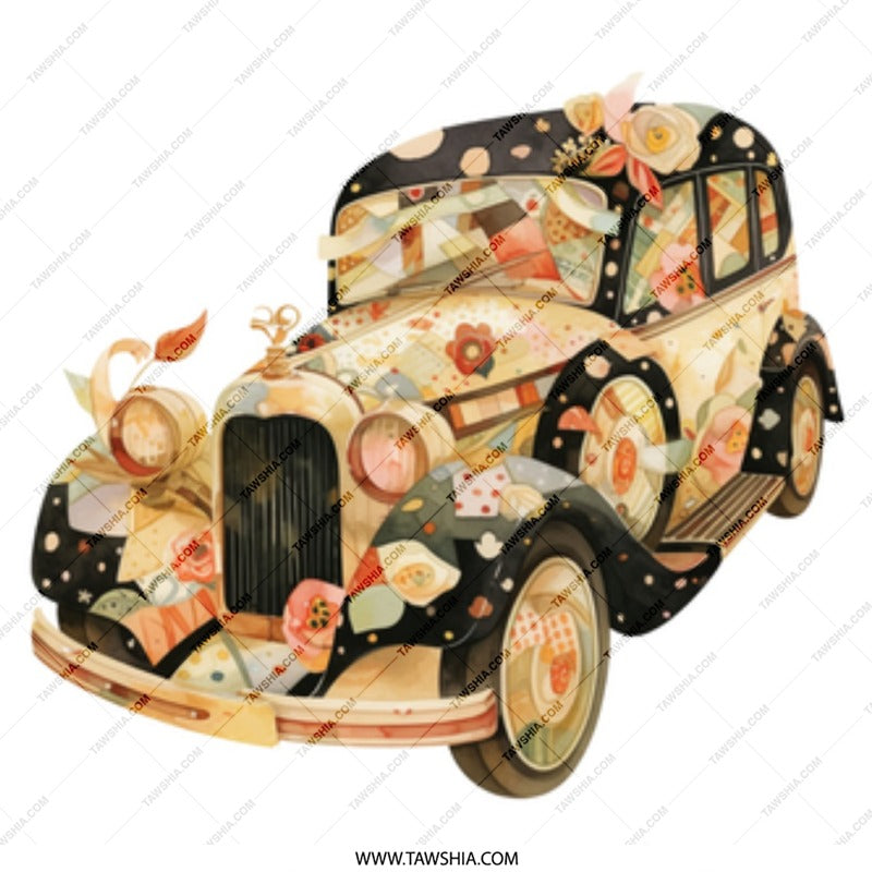 Vintage Car Mug, Classic Auto, Antique Vehicle, Flower Power, Retro Automotive, Art Deco, Gift for Car Lovers, Coffee Mug, Tea Mug - Tawshia
