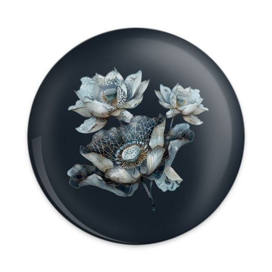 Lotus Flower Pinback Button, Floral Badge, Botanical Button, Elegant Flower Button, Aesthetic Pin Button, Gift Idea - Tawshia