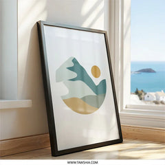 Minimalist Mountain Wall Art, Geometric Landscape Print, Modern Abstract Home Decor, Nature Scenery Artwork, Stylish Wall Art - Tawshia