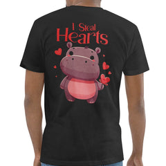 I Steal Hearts Cute Hippo Design Black Shirt product