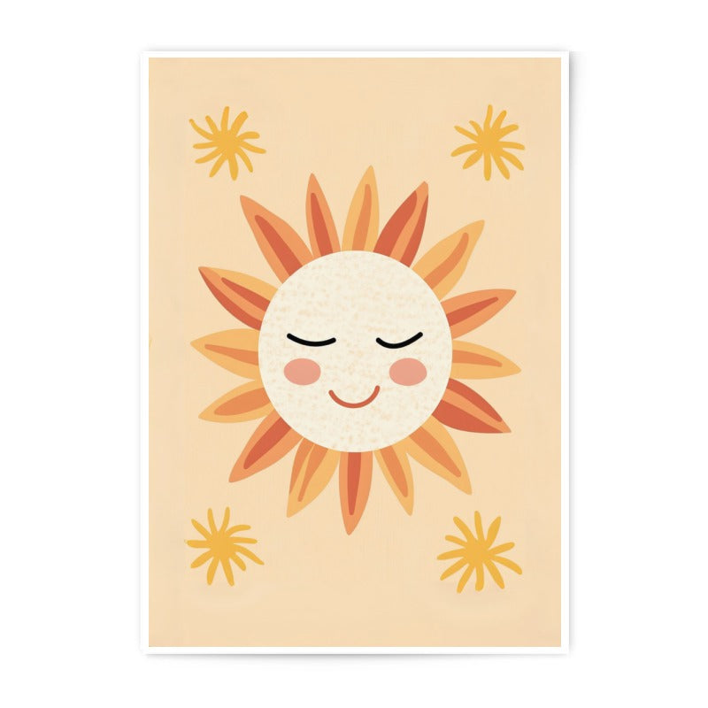 Smiling Sun Photographic Print, Boho Wall Art, Nursery Decor, Happy Sunshine Illustration, Kids Room Art, Playroom Decor, Sunshine Art Print - Tawshia