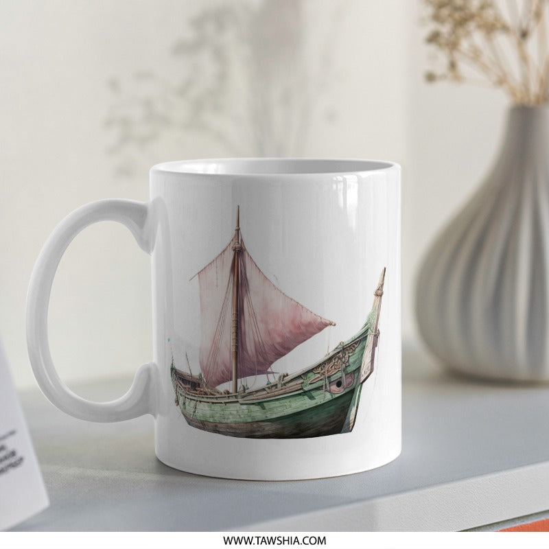 Vintage Sailing Ship Mug, Antique Boat Illustration Coffee Cup, Nautical Gift for Sailors, Ocean Lover's Mug, Retro Vessel Art Mug - Tawshia