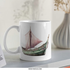 Vintage Sailing Ship Mug, Antique Boat Illustration Coffee Cup, Nautical Gift for Sailors, Ocean Lover's Mug, Retro Vessel Art Mug - Tawshia