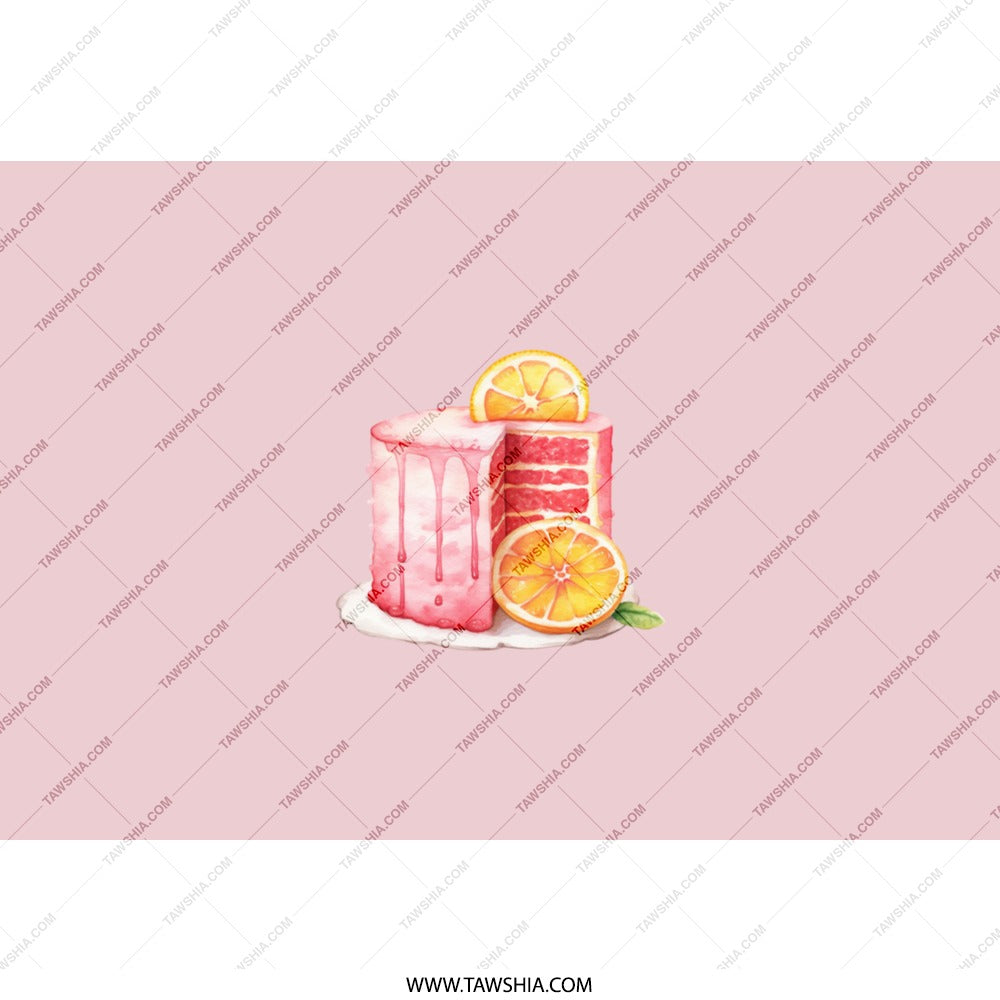Cake Design Tumbler, Watercolor Cake, Orange Slices, Pink Tumbler, Unique Drinkware, Birthday Gift Idea, Dessert Lover Gift, Party Tumbler - Tawshia