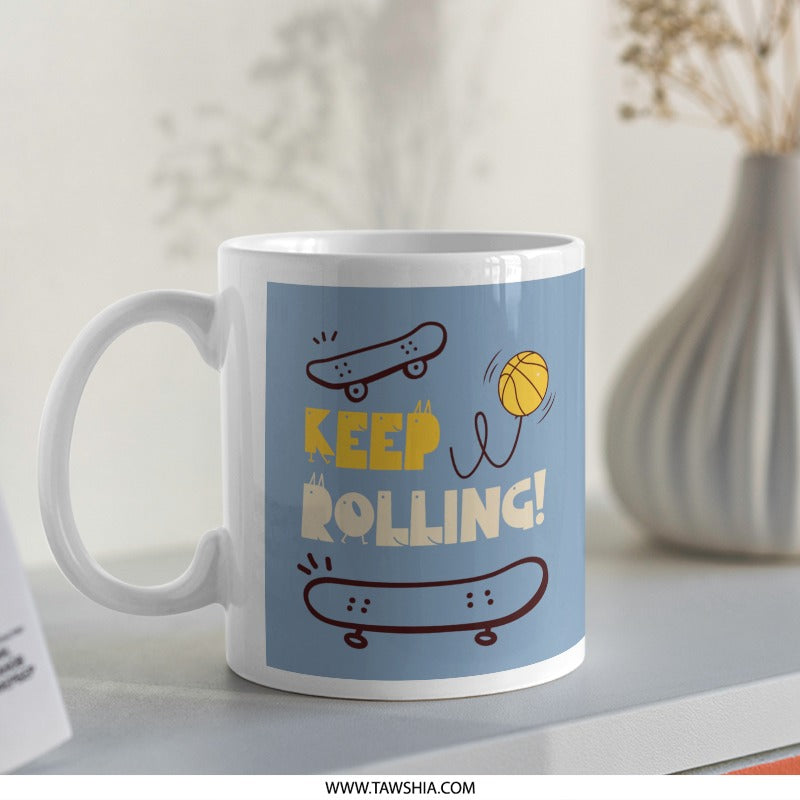 Keep Rolling Skateboard and Basketball Mug product