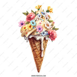 Floral Ice Cream Cone Mug, Cute Mug, Coffee Mug, Tea Mug, Unique Design Mug, Gift Mug, Flower Mug, Food Mug, Drinkware Mug (134) - Tawshia