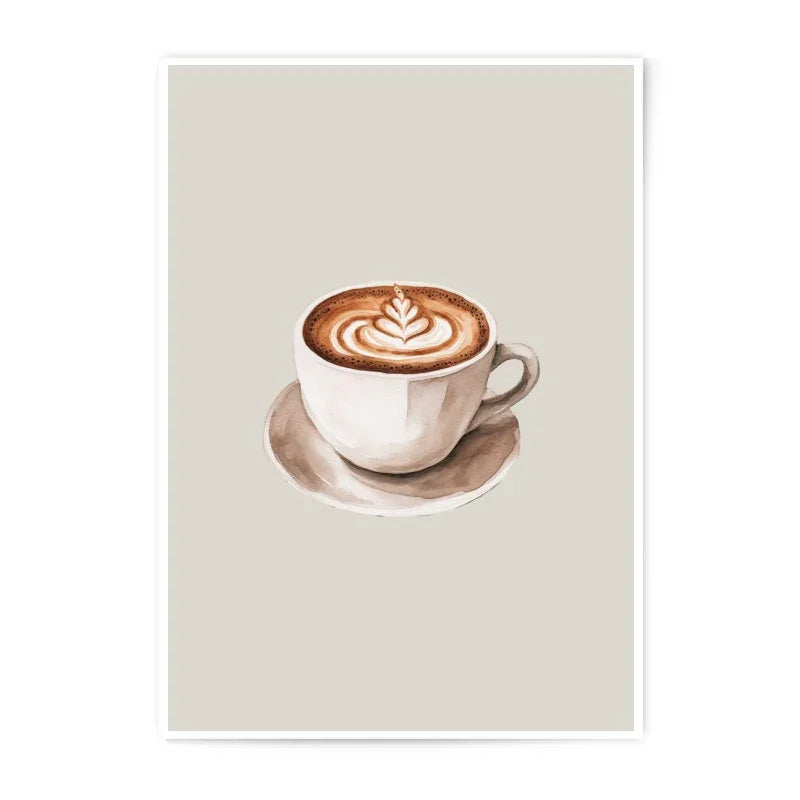 Latte Art Photographic Prints, Coffee Cup Wall Art, Cafe Decor, Kitchen Art, Modern Prints, Coffee Lover Gift, Minimalist Prints, Drink Art - Tawshia