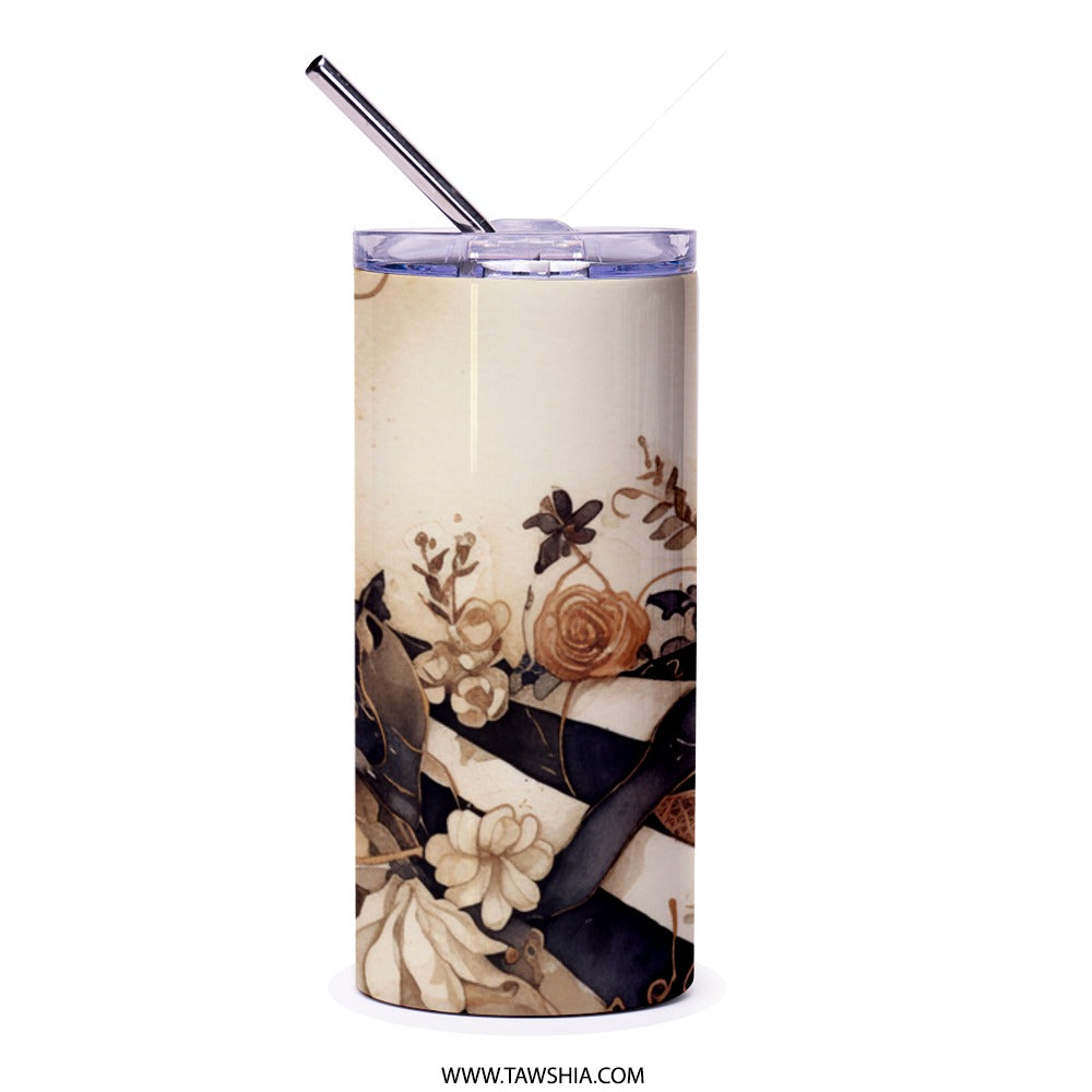 Floral Patchwork Tumbler, Artsy Tumbler, Unique Design Tumbler, Gift Idea, Stylish Travel Mug, Coffee Tumbler, Trendy Tumbler - Tawshia