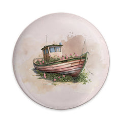 Floral Boat Pinback, Pink Roses, Nautical Badge, Watercolor Artwork, Trendy Pin, Unique Accessories, Gift Idea, Ocean Lover, Beachy Style - Tawshia