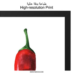 Red Hot Chili Pepper Wall Art, Watercolor Chili Print, Spicy Kitchen Decor, Foodie Gift, Funny Wall Art - Tawshia
