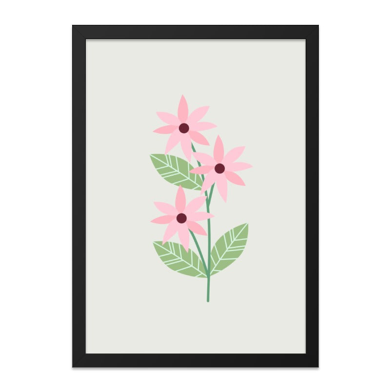 Pink Flower Wall Art, Minimalist Floral Print, Botanical Wall Decor, Simple Flower Art, Modern Home Decor - Tawshia