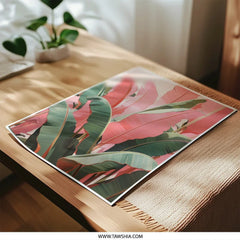 Pink Banana Leaves Photographic Print, Tropical Wall Art, Botanical Photography, Lush Foliage Art, Modern Home Decor, Nature Print - Tawshia