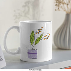 Cute Plant Mug, Floral Mug, Potted Plant Mug, Unique Mug, Coffee Mug, Tea Mug, Gift Mug, Office Mug, Kitchen Decor Mug, Plant Lover Gift - Tawshia