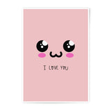 Kawaii Photographic Prints, Cute Face Art Print, Pink Wall Decor, I Love You Gift, Anime Eyes Home Decor, Nursery Art Print, Gift for Her - Tawshia